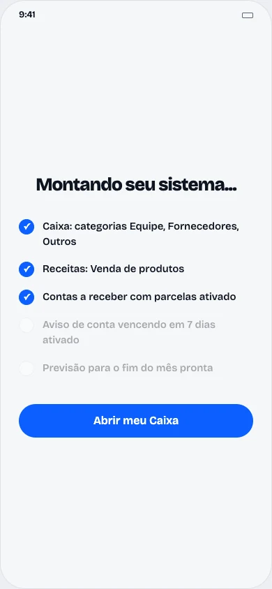 Tela do Encaixa montando o sistema a partir das respostas